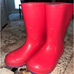 Rubber rain boots for toddler girl pink/purple size 7-8